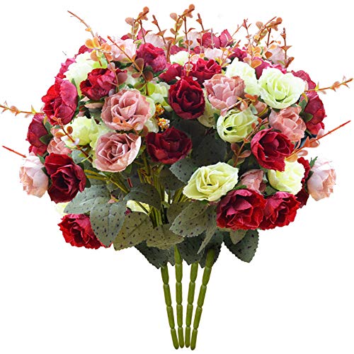 Product Cover PETAFLOP Rose Flowers Silk Flowers Fake Roses Artificial Flowers Wedding Flowers, Overall Diameter 10 inch Pack of 4 Bunches