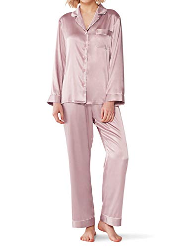 Product Cover SIORO Satin Pajamas for Women, Silky PJ Sets Long Sleeve Button-Down Sleepwear