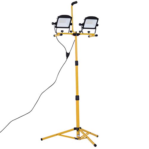 Product Cover HOMCOM 10,000 Lumen LED Work Lights Dual Head Weather Resistant with Tripod Stand