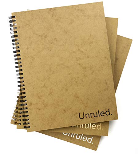 Product Cover Unruled Notebook (3 Pack): Environmentally Sustainable, Designed by College Students for Visual notetaking, 60 Unlined Perforated Sheets, 8 x 10.5 inches (Combo)
