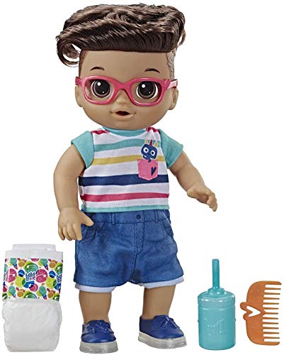 Product Cover Baby Alive Step 'N Giggle Baby Brown Hair Boy Doll with Light-Up Shoes, Responds with 25+ Sounds & Phrases, Drinks & Wets, Toy for Kids Ages 3 Years Old & Up