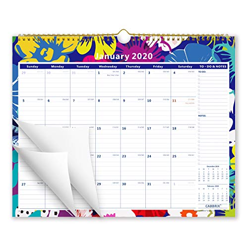 Product Cover Cabbrix 2020 Monthly Wall Calendar, Wirebound, Colorful, 15 x 12 Inches, 2020 Calendar for Organizing in Home, School & Office