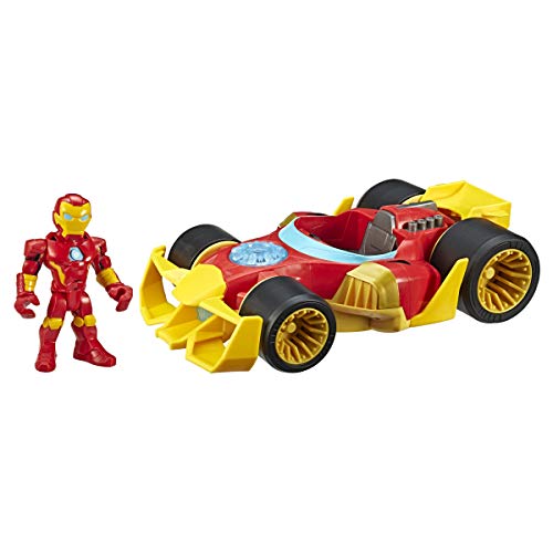 Product Cover Super Hero Adventures Playskool Heroes Marvel Iron Man Speedster, 5-Inch Figure and Vehicle Set, Collectible Toys for Kids Ages 3 and Up