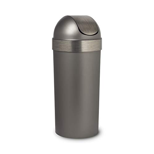 Product Cover Umbra Venti Swing-Top 16.5-Gallon Kitchen Trash Large, 35-inch Tall Garbage Can for Indoor, Outdoor or Commercial Use, Pewter