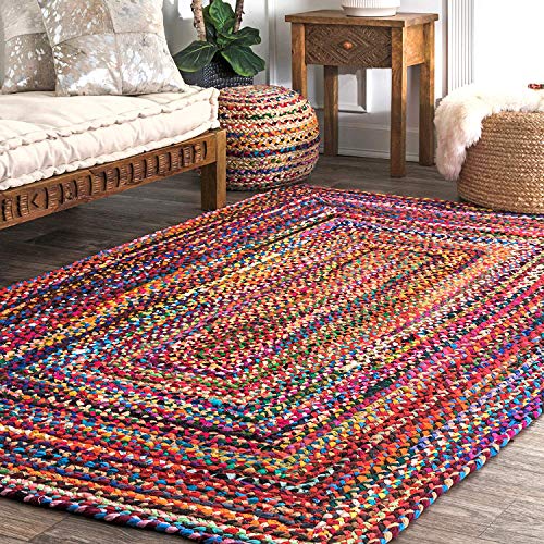 Product Cover Fernish Decor Braided Cotton Carpet Rug Multicolor for Bedroom 4x6 Feet Rectangle