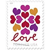 Product Cover USPS Hearts Blossom Love Forever Stamps - Wedding, Celebration, Graduation (2 Sheets, 40 Stamps) 2019