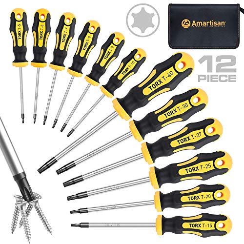 Product Cover Amartisan 12-Piece Magnetic Torx Screwdrivers Set, Magnetic Torx Driver Star Screwdrivers Set T5 - T40 Best Choice