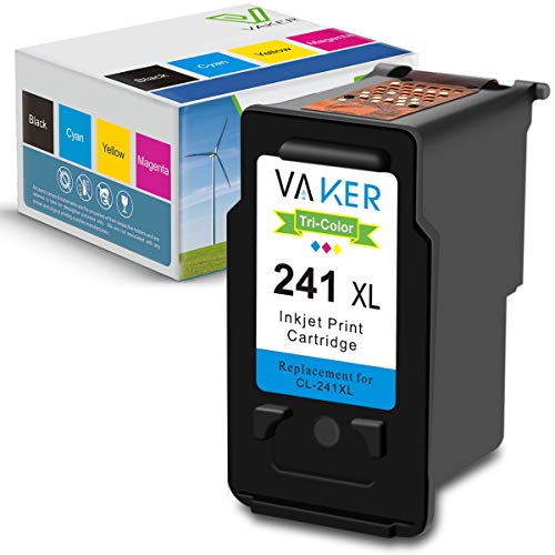 Product Cover VAKER Remanufactured Ink Cartridge Replacement for Canon CL-241XL 241 XL Compatible with Canon PIXMA MG3620 MX472 MX452 MG2220 MG3220 MG3520 MG3522 MG2120 MX392 MX432 MX512 MX532 MX522 (1 Tri-Color)