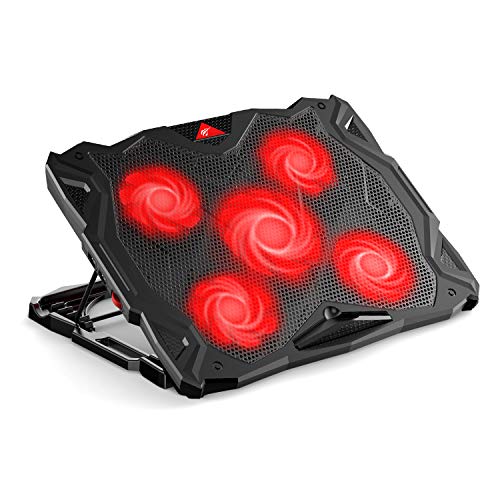 Product Cover havit Laptop Cooling Pad Computer Quiet Cooler with 5 Quiet Fans and 2 USB Ports, Portable Cooling Stand with LED Light for 14-17 Inch Laptop