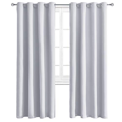 Product Cover WONTEX Blackout Curtains Room Darkening Thermal Insulated with Grommet Window Curtain for Living Room, 52 x 72 inch, Greyish White, 2 Panels