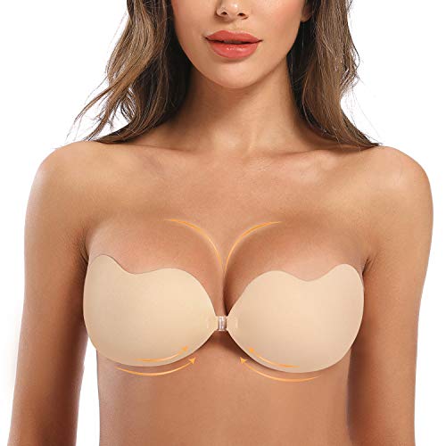 Product Cover KISSBOBO Allure Adhesive Push up Invisible Strapless Backless Bra-2 Pack (Pink, A)...