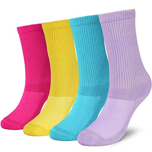 Product Cover +MD 4 Pack Womens Moiture Wicking Colorful Bamboo Casual Crew Socks, with Cushioned Sole