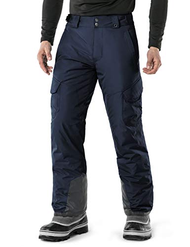 Product Cover TSLA Men's Snow Pants Windproof Ski Insulated Water-Repel Rip-Stop Bottoms, Snow Cargo(ykb83) - Navy, Medium [Waist 32-33 Inch]