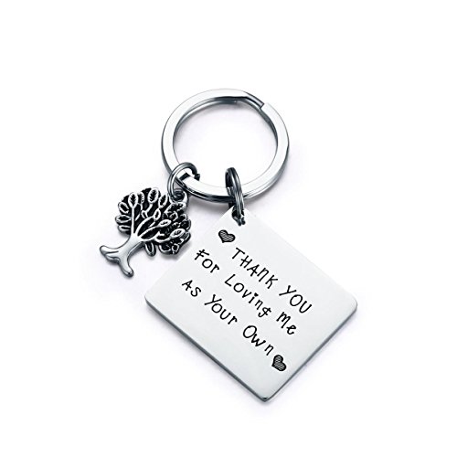 Product Cover CJ&M Step Parent Keychain, Thank You for Loving Me as Your Own Step Mother Keychain, Step Mom Gift, Step Dad Gift, Adoption Keychain,Step Dad Keychain