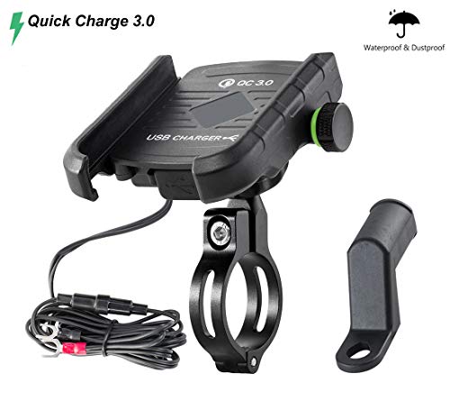 Product Cover Waterproof Motorcycle Phone Holder USB Quick Charge 3.0 Socket Handlebar Phone Mount Charger Compatible with Samsung iPhone Cellphones
