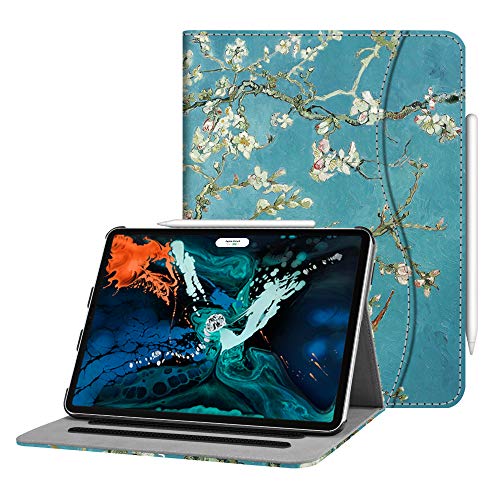 Product Cover Fintie Case for iPad Pro 12.9 3rd Gen 2018 [Supports Apple Pencil 2nd Gen Charging Mode] - [Multi-Angle Viewing] Folio Smart Stand Cover w/Pocket [Secure Pencil Holder] Auto Sleep/Wake, Blossom