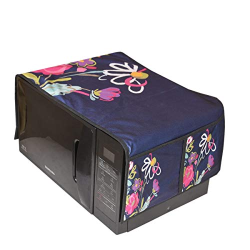 Product Cover TIB Digital Printed Flower Microwave Oven Top Cover for 20 Litre, Blue. (14 34 inches)