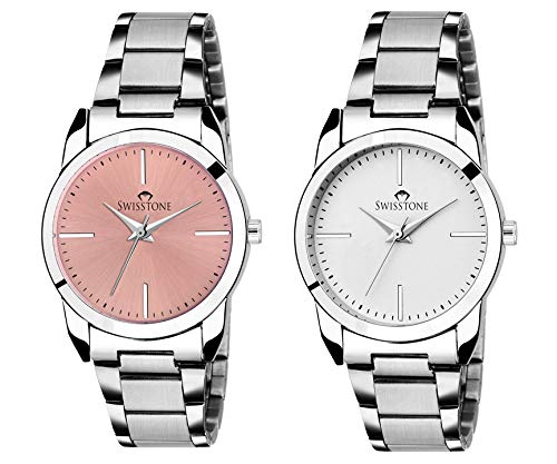 Product Cover SWISSTONE Stainless Analogue Pink Dial Women's Wrist Watch Combo