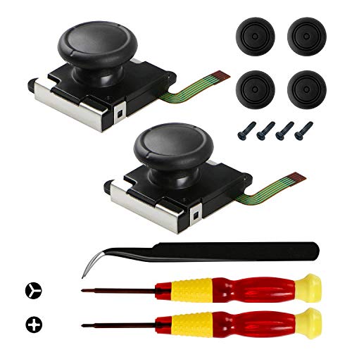Product Cover Veanic 2-Pack 3D Replacement Joystick Analog Thumb Stick for Switch Joy-Con Controller - Include Tri-Wing, Cross Screwdriver, Pry Tools + 4 Thumbstick Caps