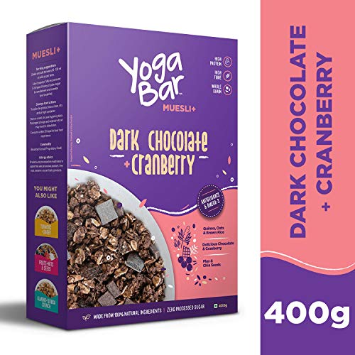 Product Cover Yogabar Wholegrain Breakfast Muesli - Dark Chocolate + Cranberry, 400g (Single Pack)