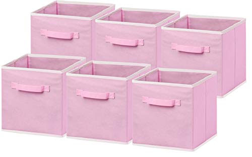 Product Cover 6 Pack - SimpleHouseware Foldable Cloth Storage Cube Basket Bins Organizer, Pink (11