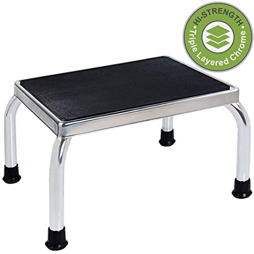 Product Cover Medical Foot Step Stool with Anti-Skid Rubber Platform, Lightweight and Sturdy Chrome Stool for Children and Adults
