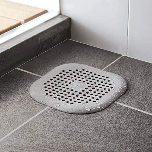 Product Cover NOTSEK Shower Drain Covers, Silicone Tube Drain Hair Catcher Stopper with Sucker for Bathroom Kitchen, Rubber Bathtub Sink Strainer Plug Filter Trap Home Drain Protectors (Grey)