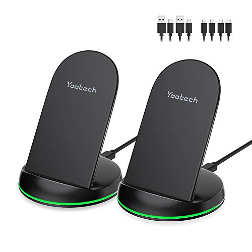 Product Cover Yootech [2 Pack] Wireless Charger Qi-Certified 10W Max Wireless Charging Stand, Compatible with iPhone 11/11 Pro/11 Pro Max/Xs MAX/XR/XS/X/8, Galaxy Note 10/S10 Plus/S10E(With 4 USB C Cable)