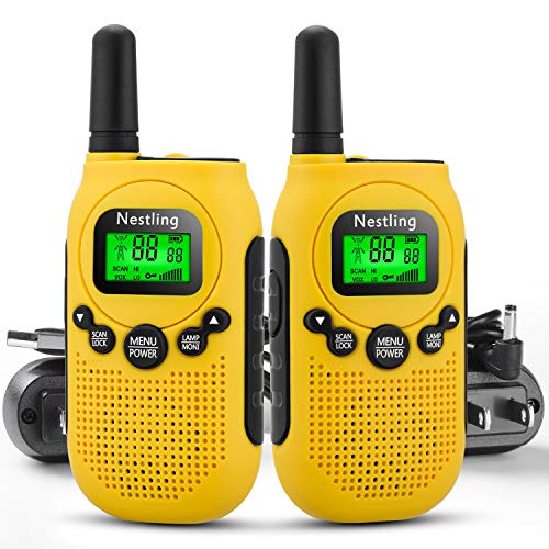 Product Cover Nestling BF-T6 Kids Walkie Talkies Long Range Mini 2 Way Radios for Boys Girls Children Toddler Frequency 22 Channels USB/AC Wall Charger Rechargeable - 1 Pair Yellow