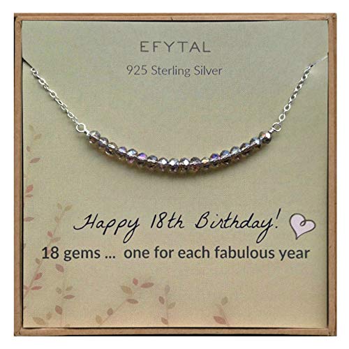 Product Cover EFYTAL 18th Birthday Gifts for Girls, Sterling Silver Necklace, 18 Beads for 18 Year Old Girl, Jewelry Gift Idea