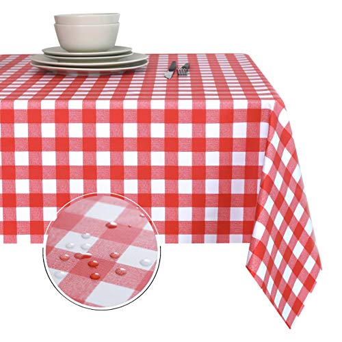 Product Cover Obstal 100% Waterproof PVC Table Cloth, Oil-Proof Spill-Proof Vinyl Rectangle Tablecloth, Wipeable Table Cover for Outdoor and Indoor Use
