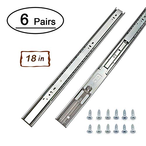Product Cover 6 Pairs Soft-Close Full Extension Drawer Slides 18 inch - LONTAN 4502S3-18 Ball Bearing Heavy Duty Drawer Slides 100 LB Capacity for Slide for Side Mount Drawers
