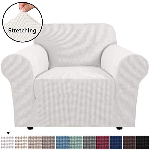 Product Cover Durable Soft High Stretch Sofa Slipcover 1 Piece Ivory Couch Covers Lycra Furniture Protector Couch Cover Machine Washable Spandex Sofa Covers, Form Fitted Armchair Sofa Chair Cover(32
