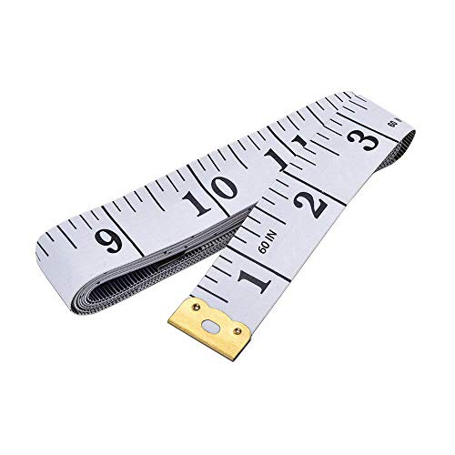 Product Cover Soft Tape Measure Double Scale Body Sewing Flexible Ruler for Weight Loss Medical Body Measurement Sewing Tailor Craft Vinyl Ruler, Has Centimetre Scale on Reverse Side 60-inch（White）