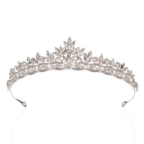 Product Cover SWEETV Rhineshtone Wedding Tiara for Bride - Princess Tiara Headband Bridal Crown, Bridal Hair Accessories for Women, Silver
