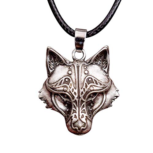 Product Cover HAQUIL Viking Necklace Wolf and Raven Winged Pendant Necklace Odin Wolf Necklace for Men and Women