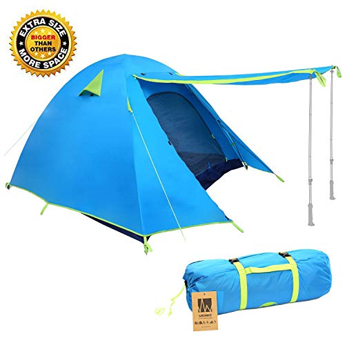 Product Cover Weanas Professional Backpacking Tent 2 3 4 Person 3 Season Weatherproof Double Layer Large Space Aluminum Rod for Outdoor Family Camping Hunting Hiking Adventure Travel (Extra Size Azure, 2-3 Person)
