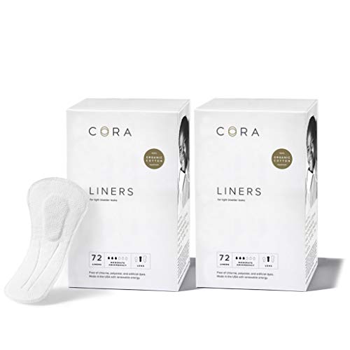 Product Cover New Cora Ultra Thin Organic Cotton Light Bladder Leakage Long Panty Liners for Light Incontinence, Moderate Absorbency, with Dry Wicking Technology (New Organic 144)