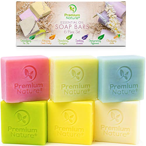 Product Cover Bar Soap Body Bath Eczema - 6 Pc Natural Hand Face Soap Shea Butter, Soap Variety Gift Box Set Vegan Bath Soap with Essential Oil Sensitive Skin Moisturizer for Women Men Sisal Saver Included