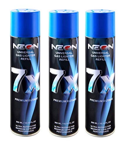 Product Cover 3 Cans NEON 7X Butane Refill Fuel Fluid Lighter Ultra Refined 7 Times 10.14 Oz