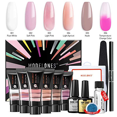 Product Cover Modelones Poly Nail Gel Kit Enhancement Builder Temperature Color Changing Acrylic Extension with Slip Solution Trial Professional Technician All-in-One French Kit
