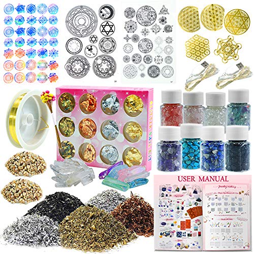 Product Cover Funshowcase Epoxy Art Pyramid Making Supplies Pack of 36 Kits Energy Generator Symbol, Mineral Stone, Metal, Wires, Filler, LED and More