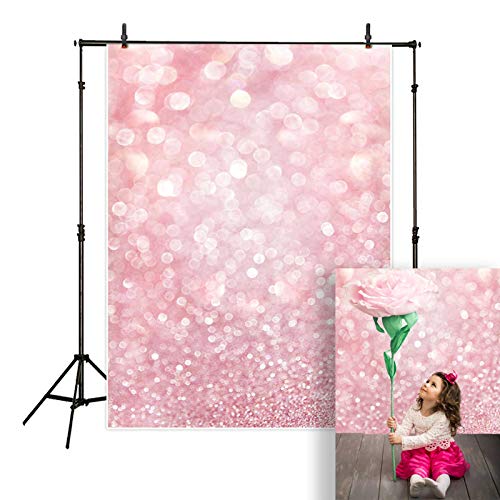 Product Cover Funnytree 5X7FT Blush Pink Bokeh Photography Backdrop Blurred White and Orange Scale (Not Glitter) Still Life Background for Professional Photo Booth Studio Decorations Props Picture