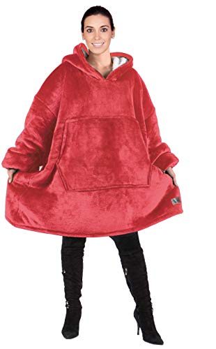 Product Cover Oversized Hoodie Blanket Sweatshirt,Super Soft Warm Comfortable Sherpa Giant Pullover with Large Front Pocket,for Adults Men Women Teenagers Kids,Red