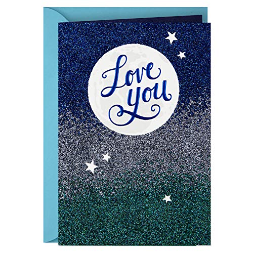 Product Cover Hallmark Love Card, Love You to The Moon (Anniversary Card, Birthday Card, Valentines Day Card)
