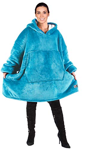 Product Cover Catalonia Oversized Hoodie Blanket Sweatshirt,Super Soft Warm Comfortable Sherpa Giant Pullover with Large Front Pocket,for Adults Men Women Teenagers Kids Wife Girlfriend,Blue