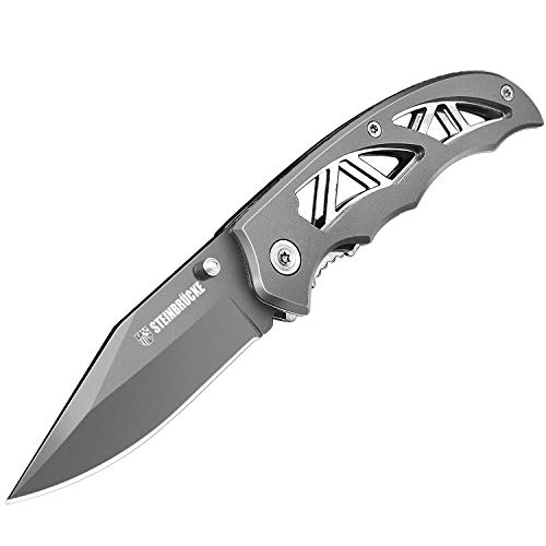 Product Cover Steinbrucke Folding Pocket Knife with Clip, German Stainless Steel (8Cr15Mov) 3'' Blade, Durable Titan Coated, Hollowed Out Handle, Great for Fishing, Hunting, Camping, Survival and Outdoor