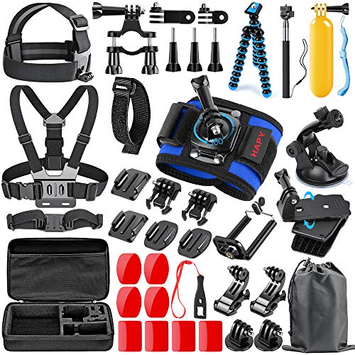 Product Cover HAPY Sports Action Professional Video Camera Accessory Kit for GoPro Hero 6 5 Black,Max, Hero Session,Hero (2018),Hero 8 7,6,5,4,3,3+, GoPro Fusion,SJCAM,AKASO,Xiaomi,DBPOWER