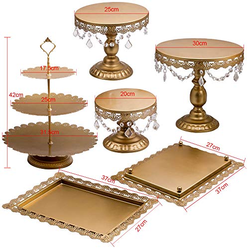 Product Cover 6Pcs Golden Metal Crystal Cake Holder Cupcake Stand Wedding Party Display