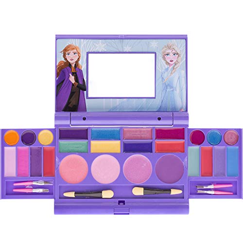 Product Cover Townley Girl Disney Frozen Elsa and Anna Beauty Makeover Compact with Mirror for Girls, Including 6 Lip Glosses, 4 Blushes, 8 Eye Shadow Creams and 8 Eye Shadow Powders, Ages 3 and up